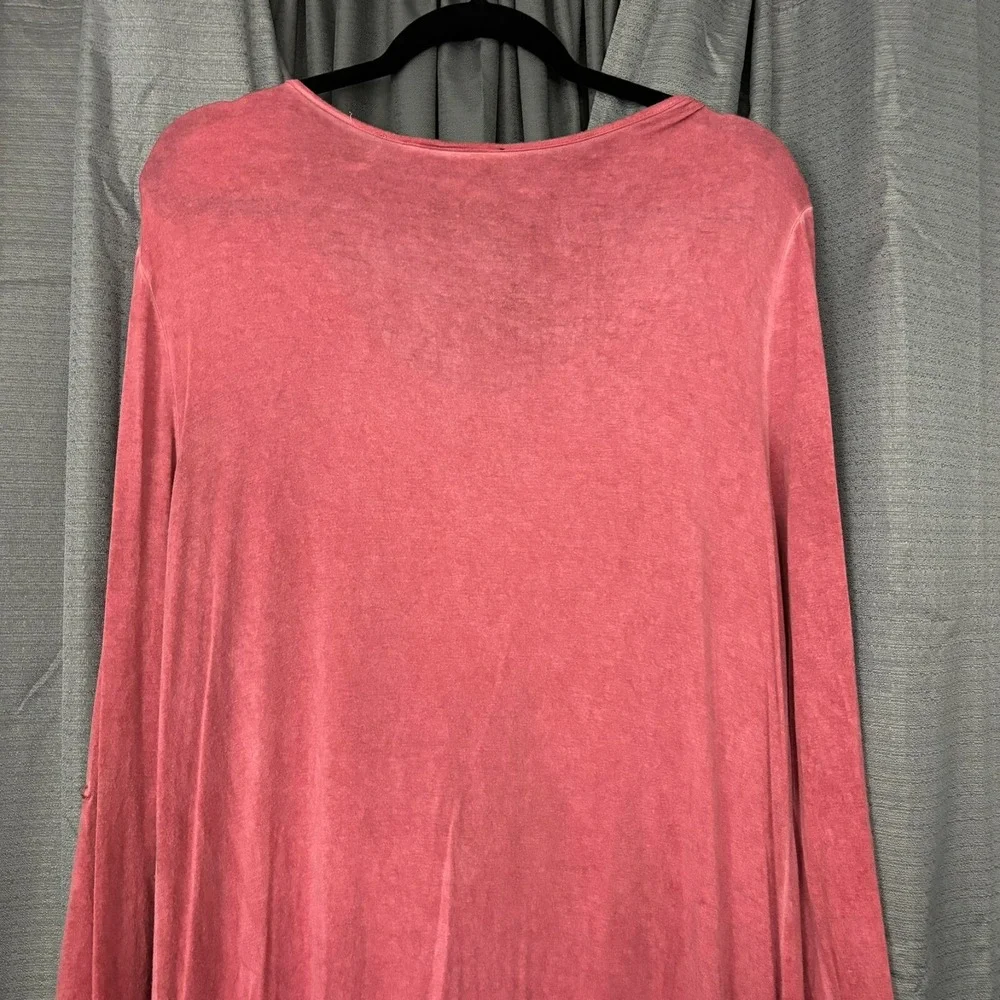 Pyramid Collection Tunic Top‎ Dress Womens M Pink Rayon Peplum Whimsical Dainty
